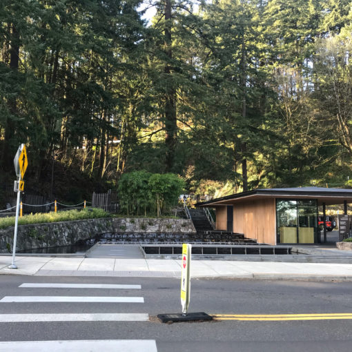Photo of the Portland Japanese Garden welcome center.
