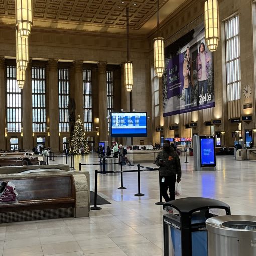 Photo of the interior of Amtrak's 30th Street Station in Philadelphia.