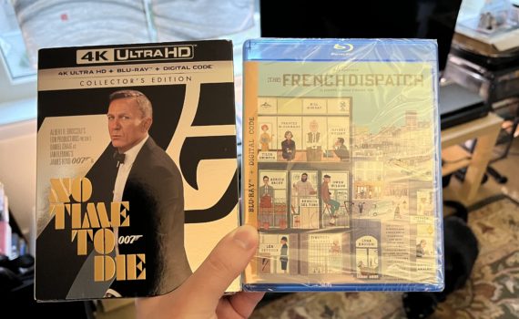 Photo of "No Time To Die" and "The French Dispatch" on Blu-ray.