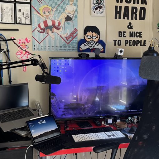 Photo of a work from home desk set up a few days ahead of a planned move.